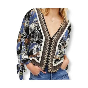 Bohemian Blue and Black Women's Top